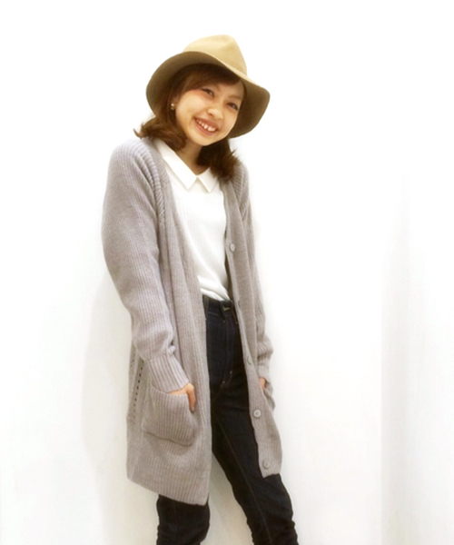 DISCOAT（ディスコート）の「【Discoat】畦ロングカーディガン（カーディガン/ボレロ・レディース・アイボリー/グレー/ネイビー・ﾌﾘ-）」の2枚目の写真