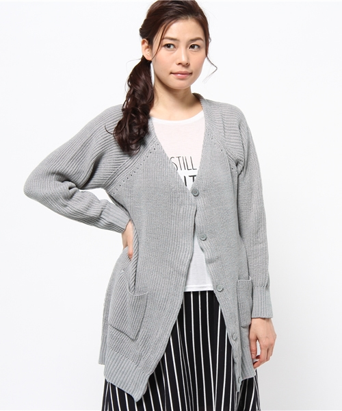 DISCOAT（ディスコート）の「【Discoat】畦ロングカーディガン（カーディガン/ボレロ・レディース・アイボリー/グレー/ネイビー・ﾌﾘ-）」の15枚目の写真