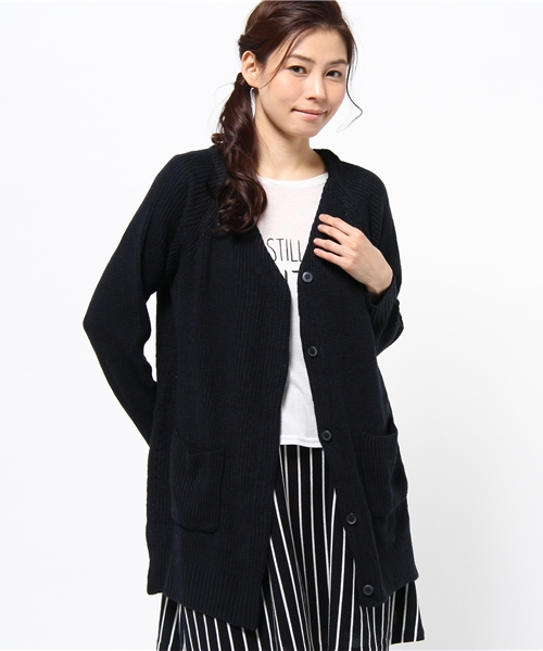 DISCOAT（ディスコート）の「【Discoat】畦ロングカーディガン（カーディガン/ボレロ・レディース・アイボリー/グレー/ネイビー・ﾌﾘ-）」の3枚目の写真