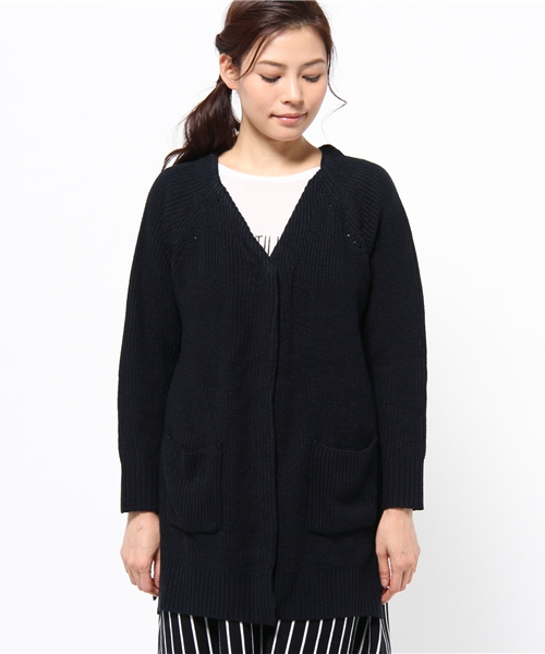 DISCOAT（ディスコート）の「【Discoat】畦ロングカーディガン（カーディガン/ボレロ・レディース・アイボリー/グレー/ネイビー・ﾌﾘ-）」の4枚目の写真