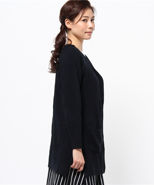 DISCOAT（ディスコート）の「【Discoat】畦ロングカーディガン（カーディガン/ボレロ・レディース・アイボリー/グレー/ネイビー・ﾌﾘ-）」の5枚目の写真