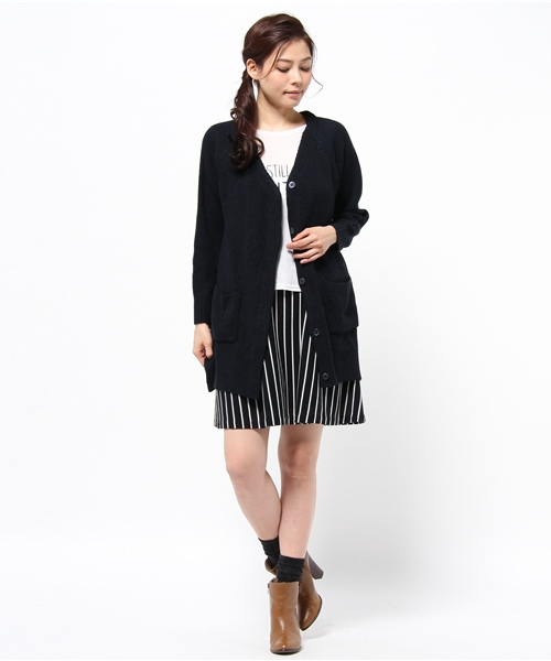 DISCOAT（ディスコート）の「【Discoat】畦ロングカーディガン（カーディガン/ボレロ・レディース・アイボリー/グレー/ネイビー・ﾌﾘ-）」の7枚目の写真