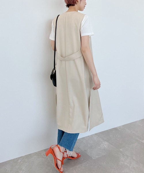 mysty woman（ミスティウーマン）の「ノーカラーロングジレ 275310（ベスト・レディース・ベージュ/ブラウン/グリーン系その他・FREE）」の7枚目の写真