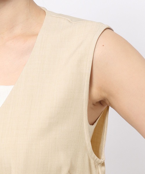 mysty woman（ミスティウーマン）の「ノーカラーロングジレ 275310（ベスト・レディース・ベージュ/ブラウン/グリーン系その他・FREE）」の12枚目の写真