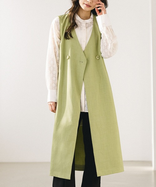 mysty woman（ミスティウーマン）の「ノーカラーロングジレ 275310（ベスト・レディース・ベージュ/ブラウン/グリーン系その他・FREE）」の20枚目の写真