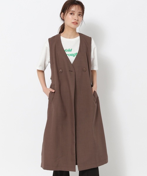 mysty woman（ミスティウーマン）の「ノーカラーロングジレ 275310（ベスト・レディース・ベージュ/ブラウン/グリーン系その他・FREE）」の21枚目の写真