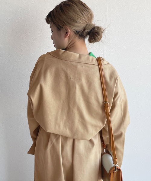 w closet（ダブルクローゼット）の「コットンリネンガウンコート（トレンチコート・レディース・ライム/サンドベージュ/ライトカーキ/ライトベージュ・FREE）」の17枚目の写真