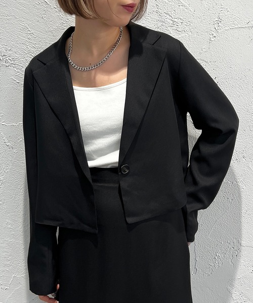 apres jour mignon(アプレジュールミニョン)の「ショート丈ジャケット【SETUP着用可能】【ZOZOTOWN限定アイテム】(テーラードジャケット・レディース・ブラック/ブルー/グレイッシュベージュ/ピンク系その他2・X-LARGE/フリー)」の13枚目の写真