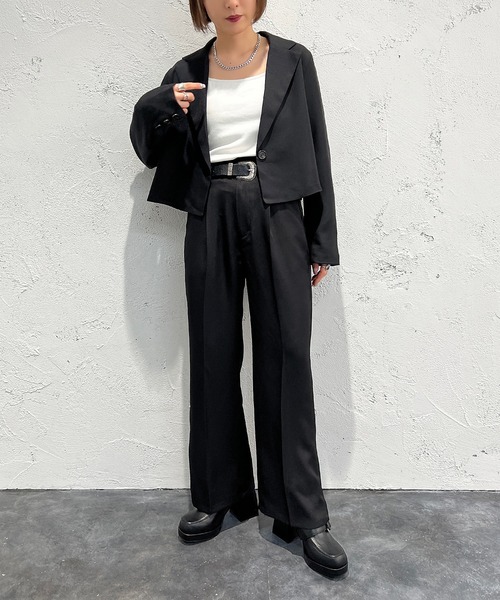 apres jour mignon(アプレジュールミニョン)の「ショート丈ジャケット【SETUP着用可能】【ZOZOTOWN限定アイテム】(テーラードジャケット・レディース・ブラック/ブルー/グレイッシュベージュ/ピンク系その他2・X-LARGE/フリー)」の16枚目の写真