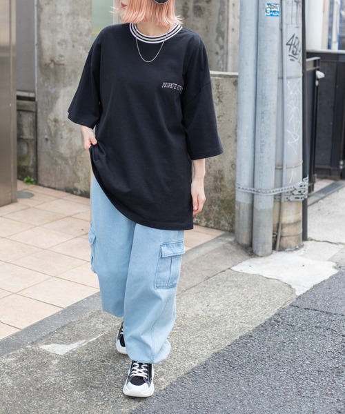 WEGO（ウィゴー）の「WEGO/ヘビーウエイト ラインリブ刺繍BIGT（Tシャツ/カットソー・メンズ・パープル/ブラック/ホワイト/サックスブルー/グレー系その他・MEDIUM/LARGE）」の11枚目の写真