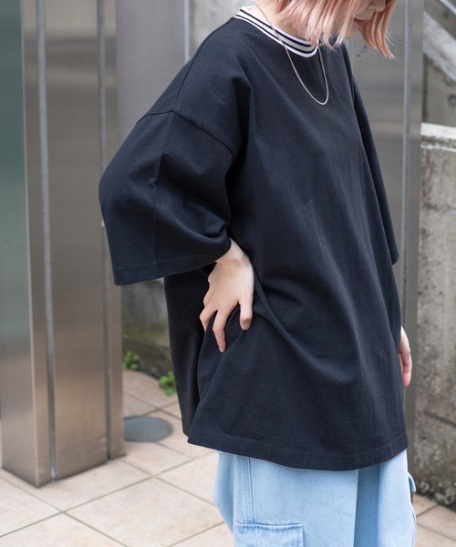 WEGO（ウィゴー）の「WEGO/ヘビーウエイト ラインリブ刺繍BIGT（Tシャツ/カットソー・メンズ・パープル/ブラック/ホワイト/サックスブルー/グレー系その他・MEDIUM/LARGE）」の12枚目の写真