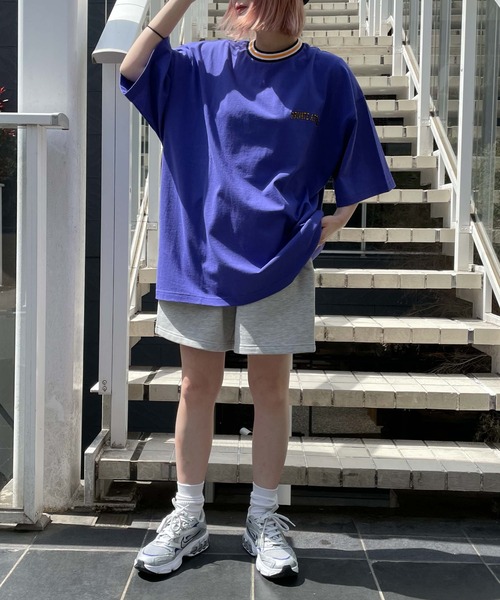 WEGO（ウィゴー）の「WEGO/ヘビーウエイト ラインリブ刺繍BIGT（Tシャツ/カットソー・メンズ・パープル/ブラック/ホワイト/サックスブルー/グレー系その他・MEDIUM/LARGE）」の14枚目の写真