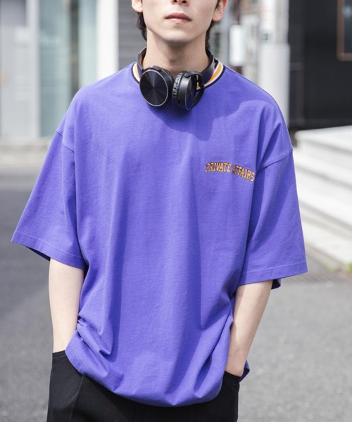 WEGO（ウィゴー）の「WEGO/ヘビーウエイト ラインリブ刺繍BIGT（Tシャツ/カットソー・メンズ・パープル/ブラック/ホワイト/サックスブルー/グレー系その他・MEDIUM/LARGE）」の8枚目の写真