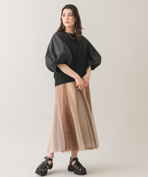 Paradise Picnic（パラダイスピクニック）の「バイカラーチュールスカート（スカート・レディース・ブラック/ピンク/ブラウン・FREE）」の7枚目の写真