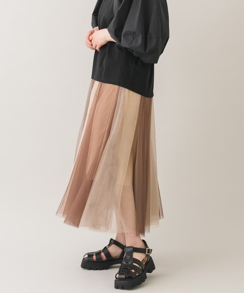 Paradise Picnic（パラダイスピクニック）の「バイカラーチュールスカート（スカート・レディース・ブラック/ピンク/ブラウン・FREE）」の10枚目の写真