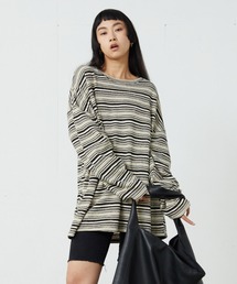 FEKETE | OVER-FIT STRIPED SUMMER KNIT / オーバーシルエットボーダーニット(ニット/セーター)