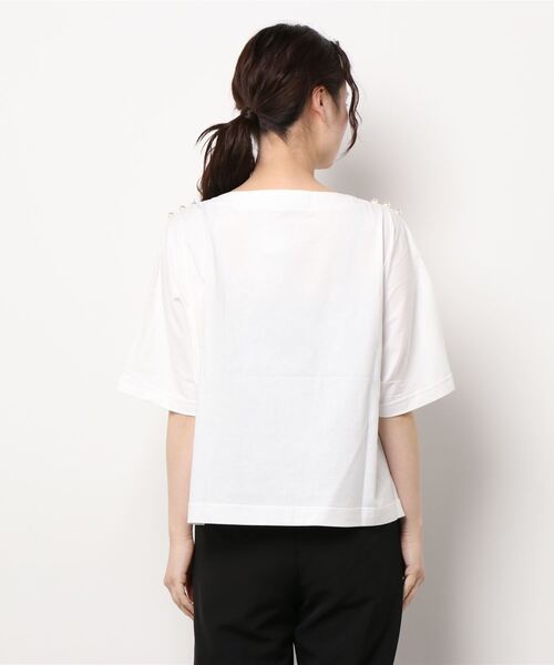 PICCIN(ピッチン)の「ショルダーパールドルマンカットソー(Tシャツ/カットソー・レディース・ブラック/オフホワイト・M)」の4枚目の写真