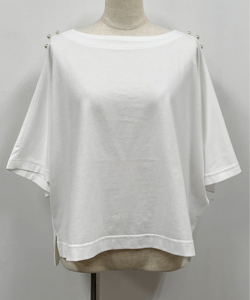 PICCIN(ピッチン)の「ショルダーパールドルマンカットソー(Tシャツ/カットソー・レディース・ブラック/オフホワイト・M)」の22枚目の写真
