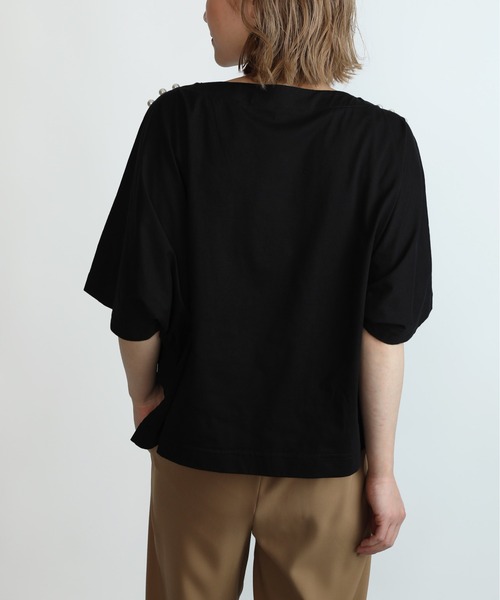 PICCIN(ピッチン)の「ショルダーパールドルマンカットソー(Tシャツ/カットソー・レディース・ブラック/オフホワイト・M)」の7枚目の写真