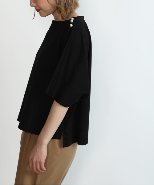 PICCIN(ピッチン)の「ショルダーパールドルマンカットソー(Tシャツ/カットソー・レディース・ブラック/オフホワイト・M)」の6枚目の写真