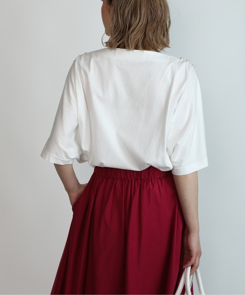 PICCIN(ピッチン)の「ショルダーパールドルマンカットソー(Tシャツ/カットソー・レディース・ブラック/オフホワイト・M)」の15枚目の写真