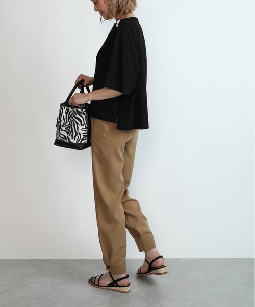 PICCIN(ピッチン)の「ショルダーパールドルマンカットソー(Tシャツ/カットソー・レディース・ブラック/オフホワイト・M)」の10枚目の写真