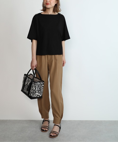 PICCIN(ピッチン)の「ショルダーパールドルマンカットソー(Tシャツ/カットソー・レディース・ブラック/オフホワイト・M)」の12枚目の写真