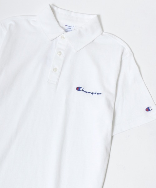 Champion(チャンピオン)の「Champion/チャンピオン USAコットン ワンポイントロゴ刺繍 ポロシャツ(ポロシャツ・メンズ・ホワイト/ブラック/ネイビー/グレー/チャコール・M/L/XL)」の1枚目の写真