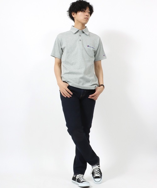 Champion(チャンピオン)の「Champion/チャンピオン USAコットン ワンポイントロゴ刺繍 ポロシャツ(ポロシャツ・メンズ・ホワイト/ブラック/ネイビー/グレー/チャコール・M/L/XL)」の19枚目の写真