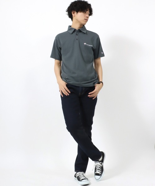 Champion(チャンピオン)の「Champion/チャンピオン USAコットン ワンポイントロゴ刺繍 ポロシャツ(ポロシャツ・メンズ・ホワイト/ブラック/ネイビー/グレー/チャコール・M/L/XL)」の20枚目の写真