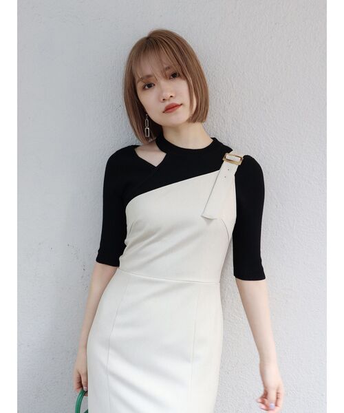 MURUA(ムルーア)の「マーメイドワンショルジャンパースカート(ワンピース・レディース・アイボリー/ブラック/インディゴブルー・2/1)」の13枚目の写真