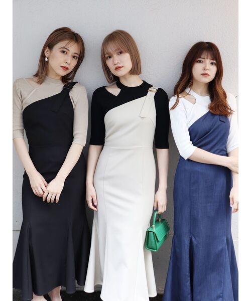 MURUA(ムルーア)の「マーメイドワンショルジャンパースカート(ワンピース・レディース・アイボリー/ブラック/インディゴブルー・2/1)」の18枚目の写真