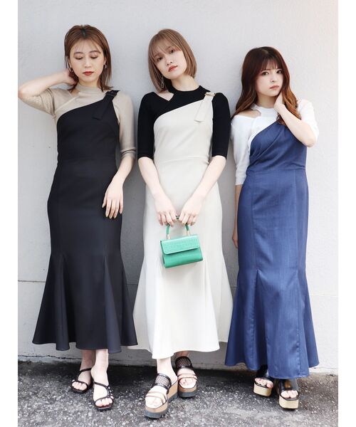 MURUA(ムルーア)の「マーメイドワンショルジャンパースカート(ワンピース・レディース・アイボリー/ブラック/インディゴブルー・2/1)」の19枚目の写真