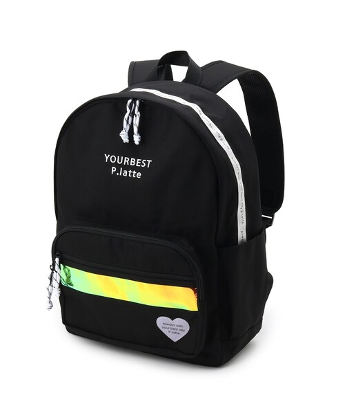 PINK-latte（ピンクラテ）の「◆オーロラテープポケットリュック（バックパック/リュック・キッズ・ブラック/ライトグリーン/ライトパープル・00）」の2枚目の写真