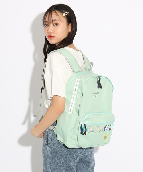 PINK-latte（ピンクラテ）の「◆オーロラテープポケットリュック（バックパック/リュック・キッズ・ブラック/ライトグリーン/ライトパープル・00）」の14枚目の写真