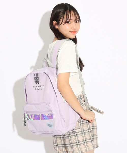 PINK-latte（ピンクラテ）の「◆オーロラテープポケットリュック（バックパック/リュック・キッズ・ブラック/ライトグリーン/ライトパープル・00）」の15枚目の写真