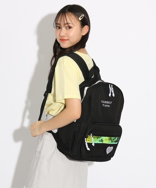 PINK-latte（ピンクラテ）の「◆オーロラテープポケットリュック（バックパック/リュック・キッズ・ブラック/ライトグリーン/ライトパープル・00）」の16枚目の写真