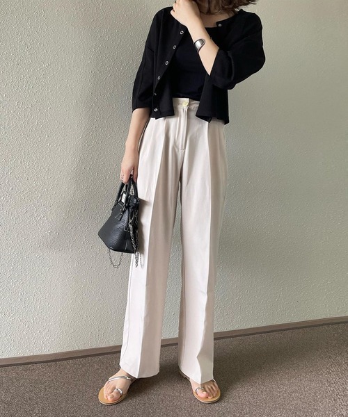 ＡＮＤＪ（アンドジェイ）の「2WAY丸袖ショートカーディガン（カーディガン/ボレロ・レディース・レッド/ブラウン/ブルー/ブラック・M）」の2枚目の写真