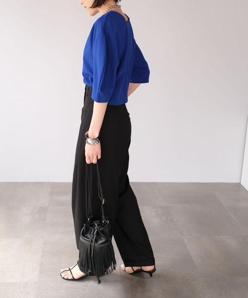 ＡＮＤＪ（アンドジェイ）の「2WAY丸袖ショートカーディガン（カーディガン/ボレロ・レディース・レッド/ブラウン/ブルー/ブラック・M）」の18枚目の写真