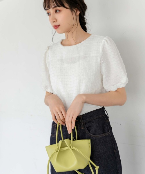 fifth(フィフス)の「ジャガードバルーンスリーブトップス(シャツ/ブラウス・レディース・ホワイト/ブラック/ライトグリーン・M)」の9枚目の写真
