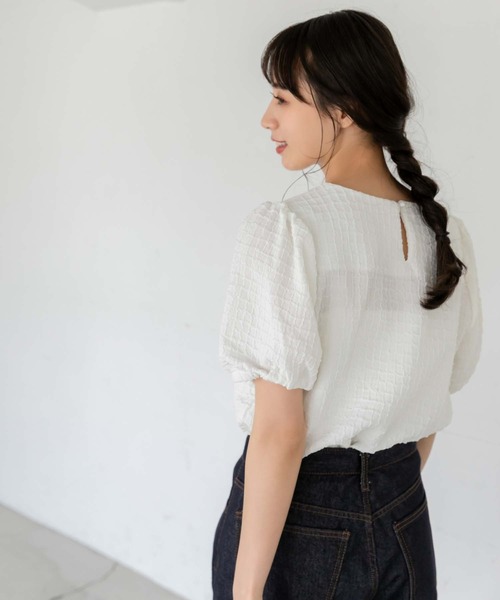 fifth(フィフス)の「ジャガードバルーンスリーブトップス(シャツ/ブラウス・レディース・ホワイト/ブラック/ライトグリーン・M)」の4枚目の写真