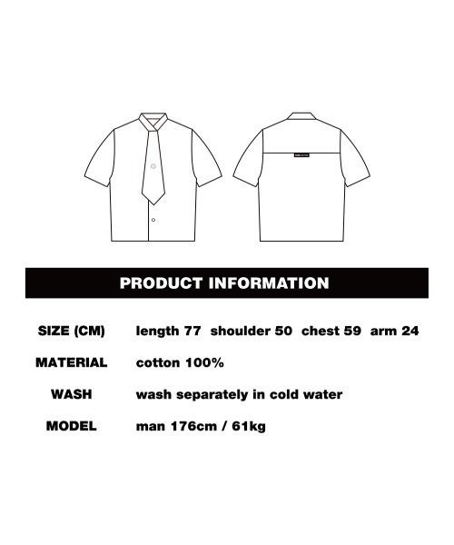 BASIC COTTON（ベーシックコットン）の「韓国ブランド BASIC COTTON ベーシックコットン TIE HALF SHIRT ネクタイシャツ 半袖シャツ タイ シャツ ボウタイ襟 白シャツ 黒シャツ 韓国ファッション（シャツ/ブラウス・メンズ・ホワイト/ブラック・ONE SIZE）」の13枚目の写真