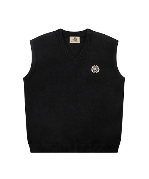 PLUCKITTY(プラッキティー)の「【PLUCKITTY 】キトゥンパッチ カシミアブレンドニットベスト / Pet me more kitten patch cashmere blended knit vest(ベスト・レディース・ブラック/ブラウン・SMALL/LARGE/X-LARGE)」の10枚目の写真