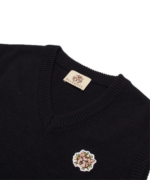 PLUCKITTY(プラッキティー)の「【PLUCKITTY 】キトゥンパッチ カシミアブレンドニットベスト / Pet me more kitten patch cashmere blended knit vest(ベスト・レディース・ブラック/ブラウン・SMALL/LARGE/X-LARGE)」の11枚目の写真