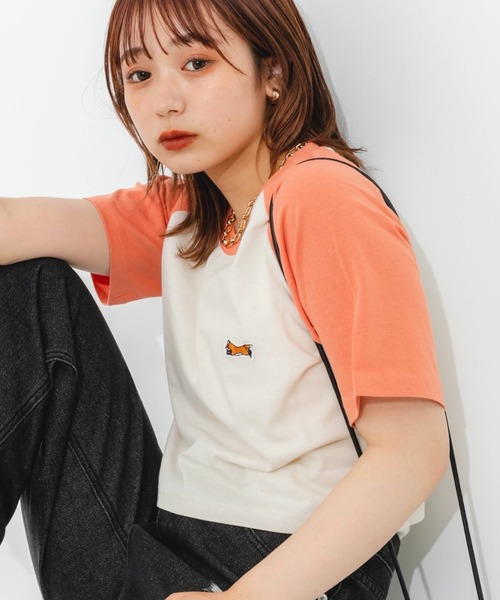 nemne store(ネンネストア)の「ラグラン切替アソートTシャツ(Tシャツ/カットソー・レディース・ブラック/ネイビー/グレー/ピンク・フリー)」の1枚目の写真