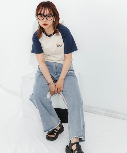 nemne store(ネンネストア)の「ラグラン切替アソートTシャツ(Tシャツ/カットソー・レディース・ブラック/ネイビー/グレー/ピンク・フリー)」の21枚目の写真