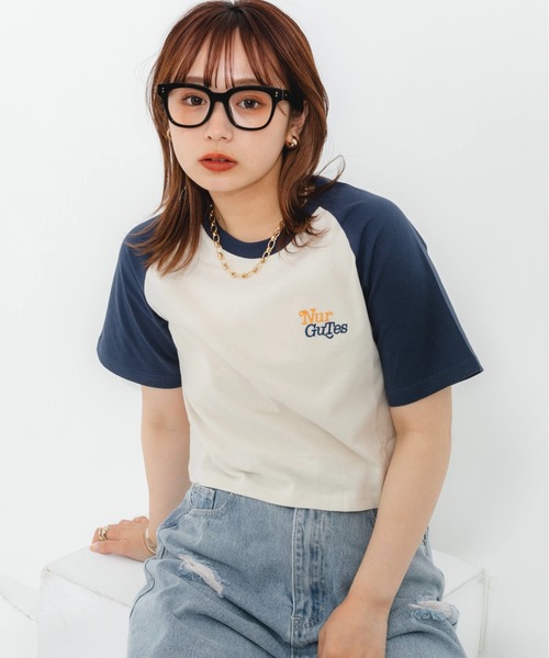 nemne store(ネンネストア)の「ラグラン切替アソートTシャツ(Tシャツ/カットソー・レディース・ブラック/ネイビー/グレー/ピンク・フリー)」の14枚目の写真