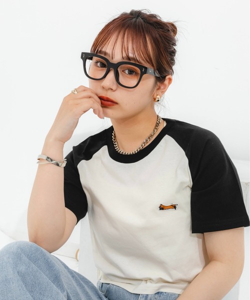 nemne store(ネンネストア)の「ラグラン切替アソートTシャツ(Tシャツ/カットソー・レディース・ブラック/ネイビー/グレー/ピンク・フリー)」の9枚目の写真