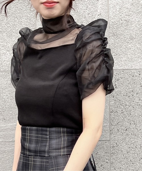 NOMAE（ノーマエ）の「シアーリボンレイヤードトップス（シャツ/ブラウス・レディース・ホワイト/ライトブルー/ブラック/ライトピンク・FREE）」の10枚目の写真