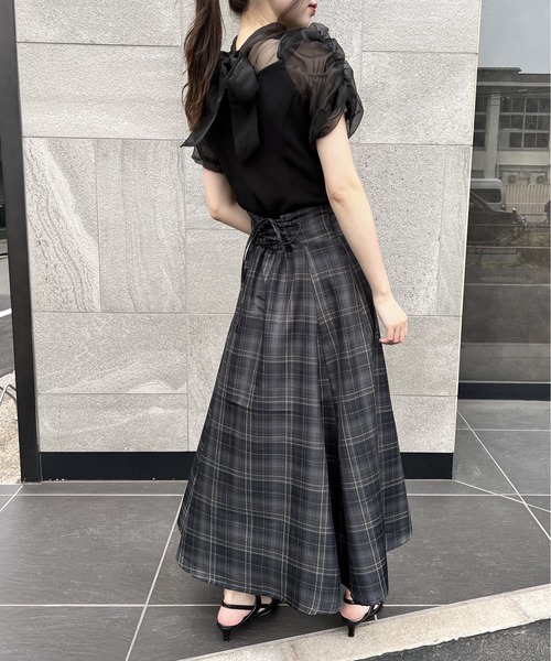 NOMAE（ノーマエ）の「シアーリボンレイヤードトップス（シャツ/ブラウス・レディース・ホワイト/ライトブルー/ブラック/ライトピンク・FREE）」の11枚目の写真